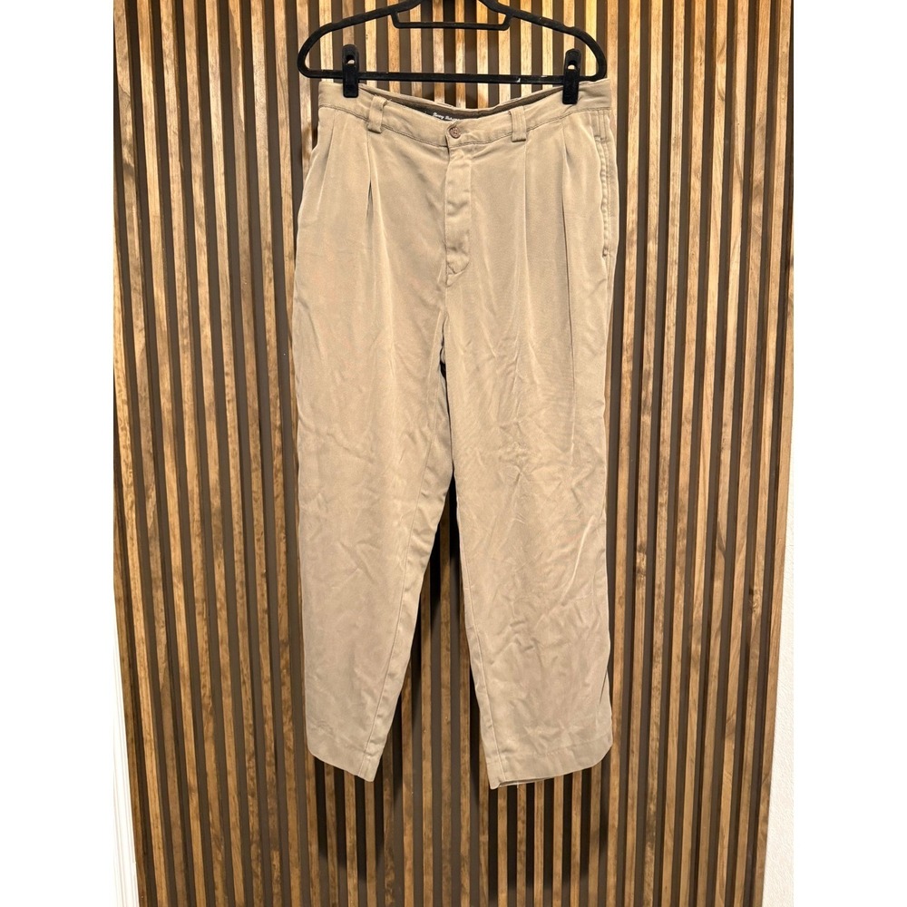 Tommy‎ Bahama Dress Pants Men SZ34 Khaki Beige 100% silk